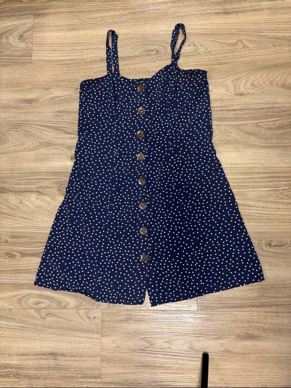 Express a Girls Navy Polka Dot Button-Front Sundress